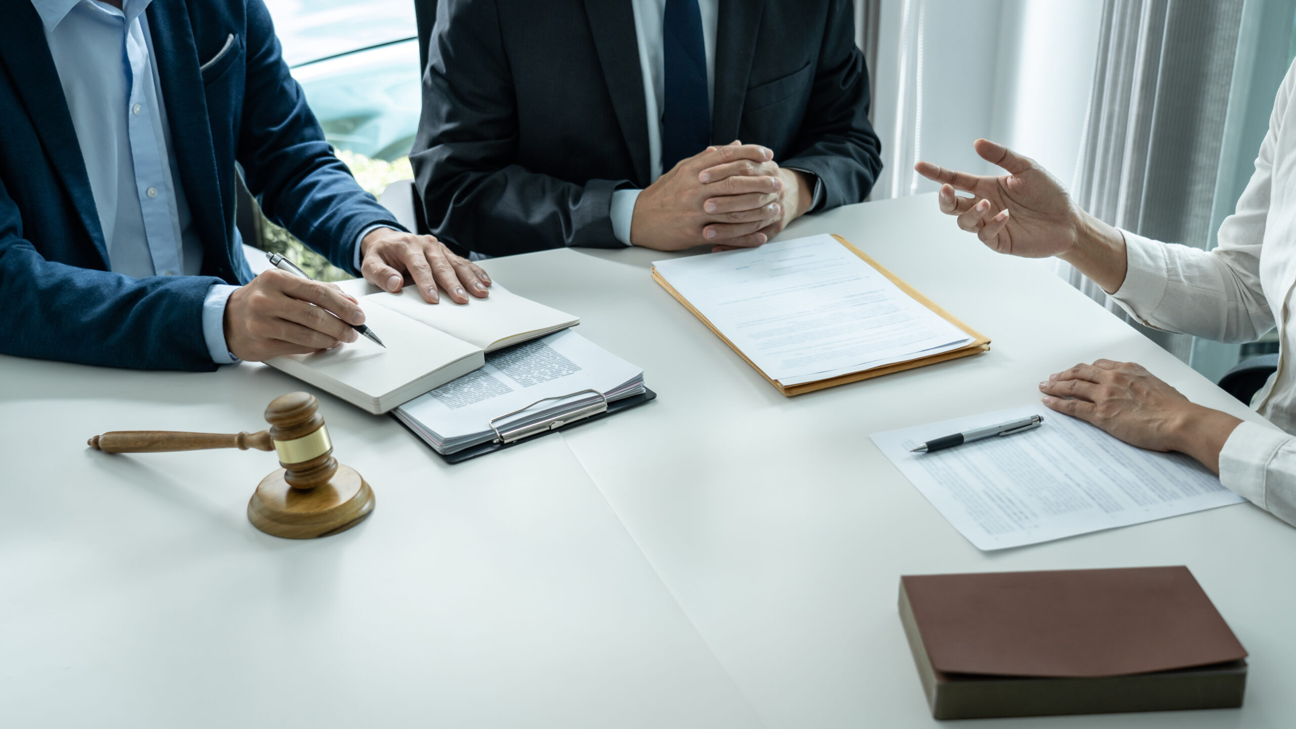 Businesspeople and Male lawyer consult and conference having tea